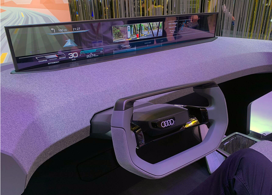 CES 2020展览会上超宽的汽车显示屏原型