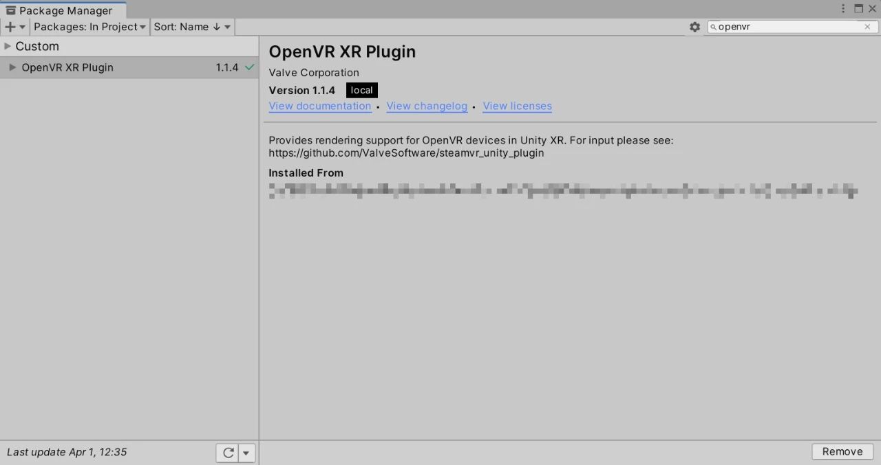 OpenVR XR Plugin